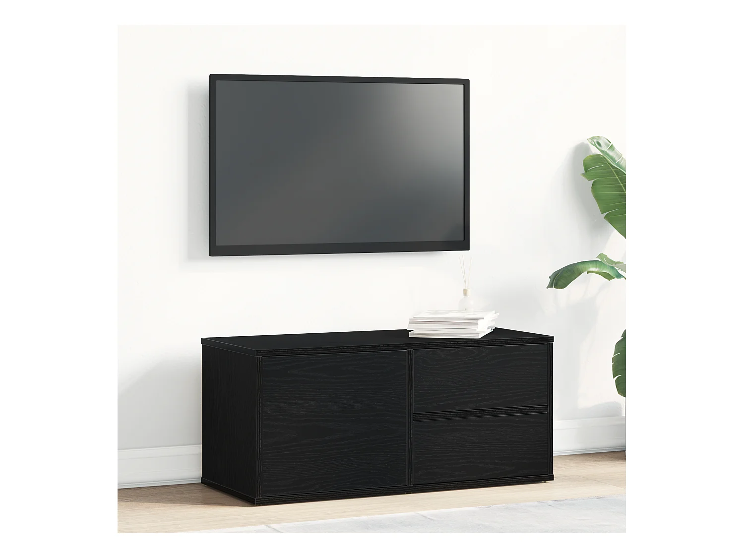Mueble TV | Soporte de TV Negro 80 x 34 x 35.5 cm Madera contrachapada