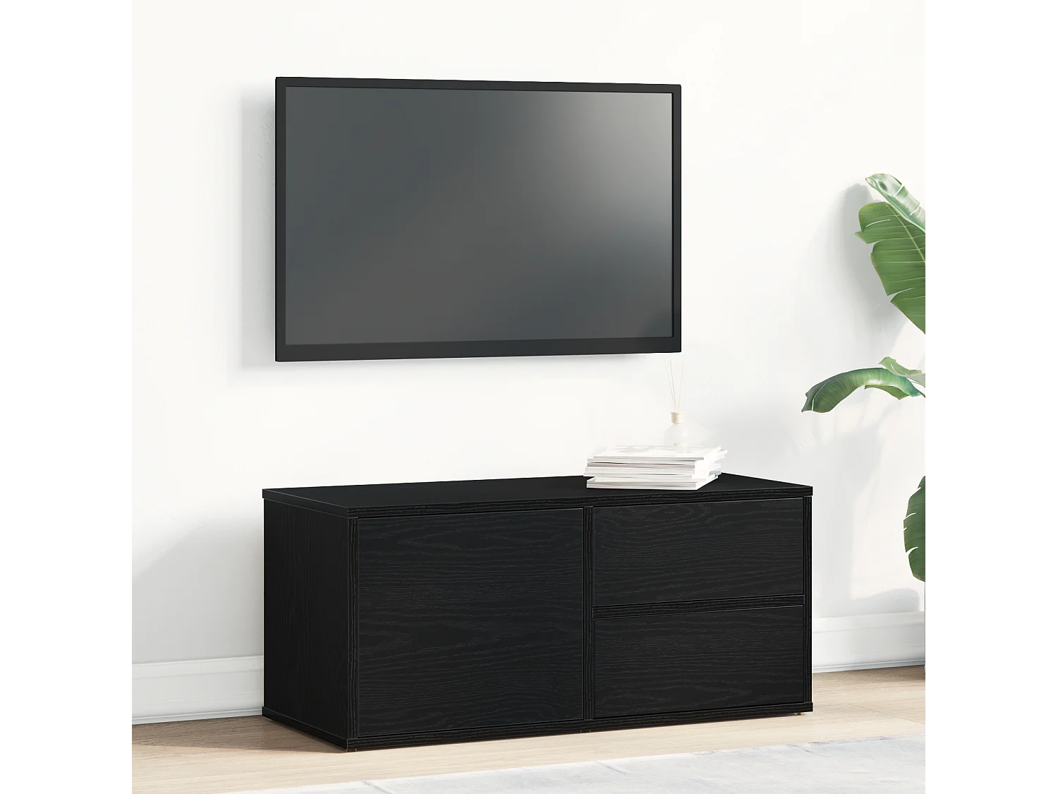 Mueble TV | Soporte de TV Negro 80 x 34 x 35.5 cm Madera contrachapada