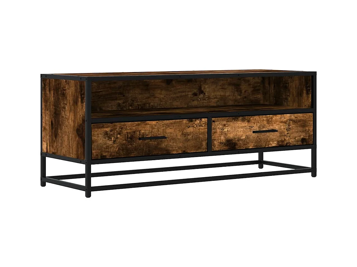 Tv-meubel | Tv-Bank | TV-kast100x34,5x40 cm bewerkt hout metaal gerookt eikenkleur