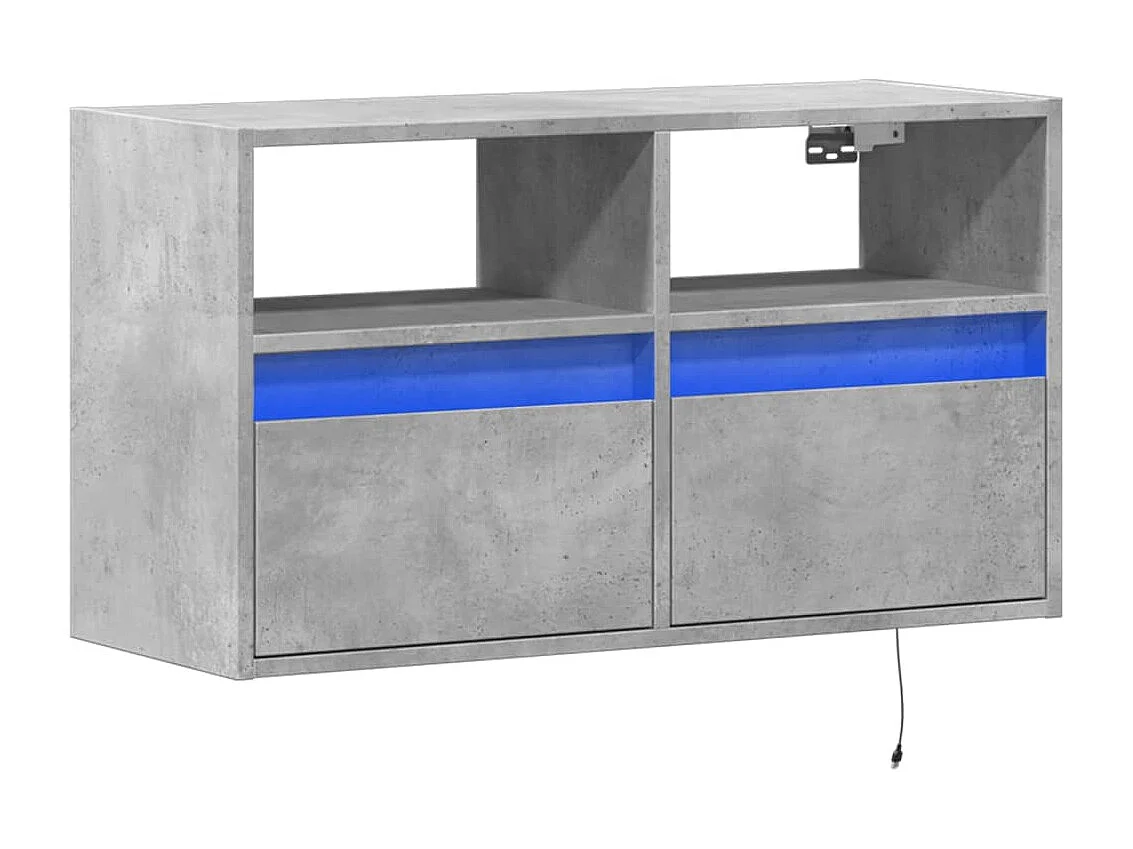 Meuble TV | Banc TV | Armoire TV mural avec lumières LED gris béton 80x31x45 cm