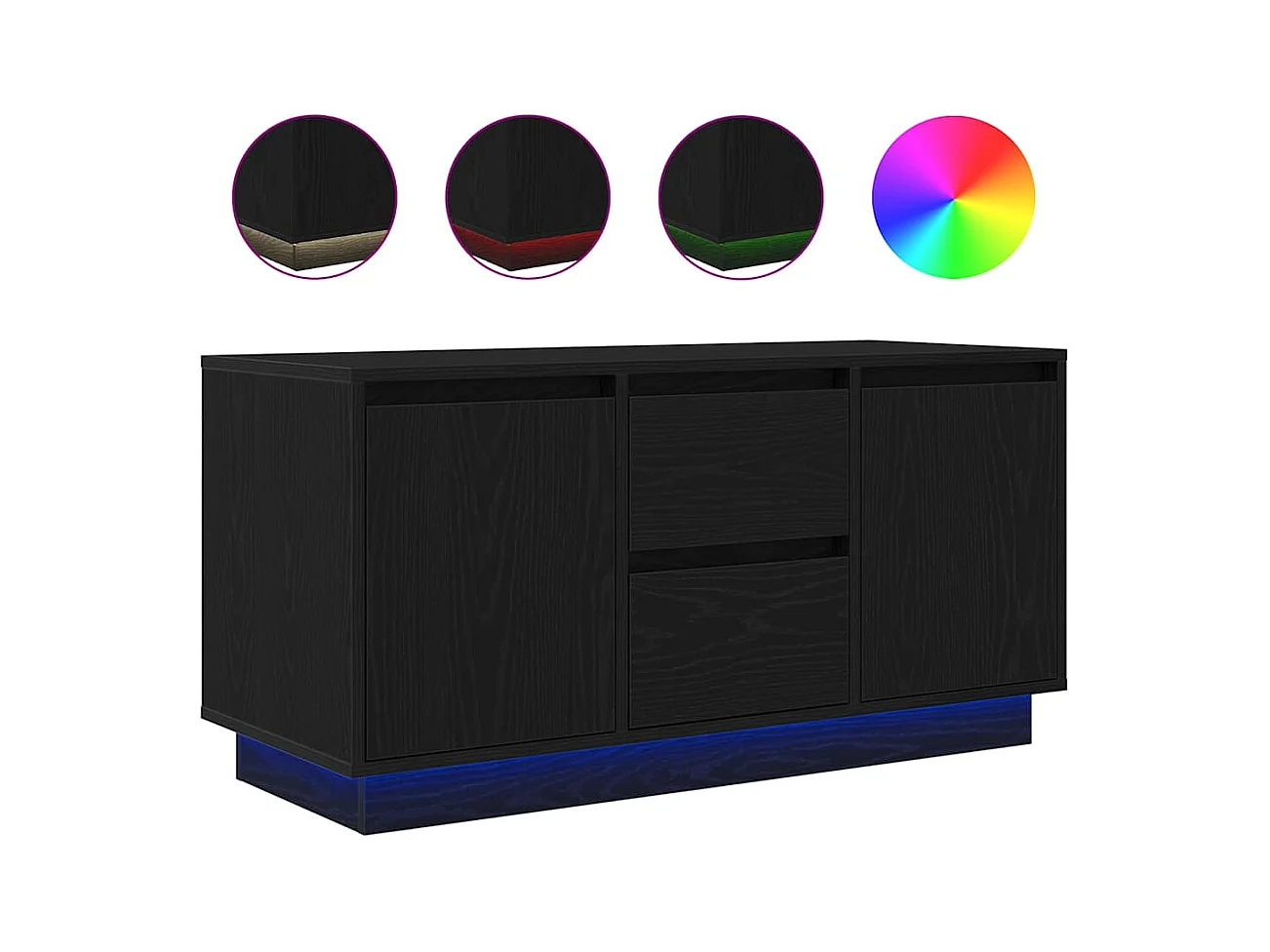 Mueble de TV | Mueble de salón con luces LED roble negro 100x41x50 cm