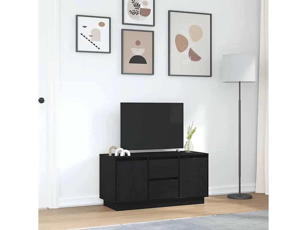 Mueble de TV | Mueble de salón con luces LED roble negro 100x41x50 cm