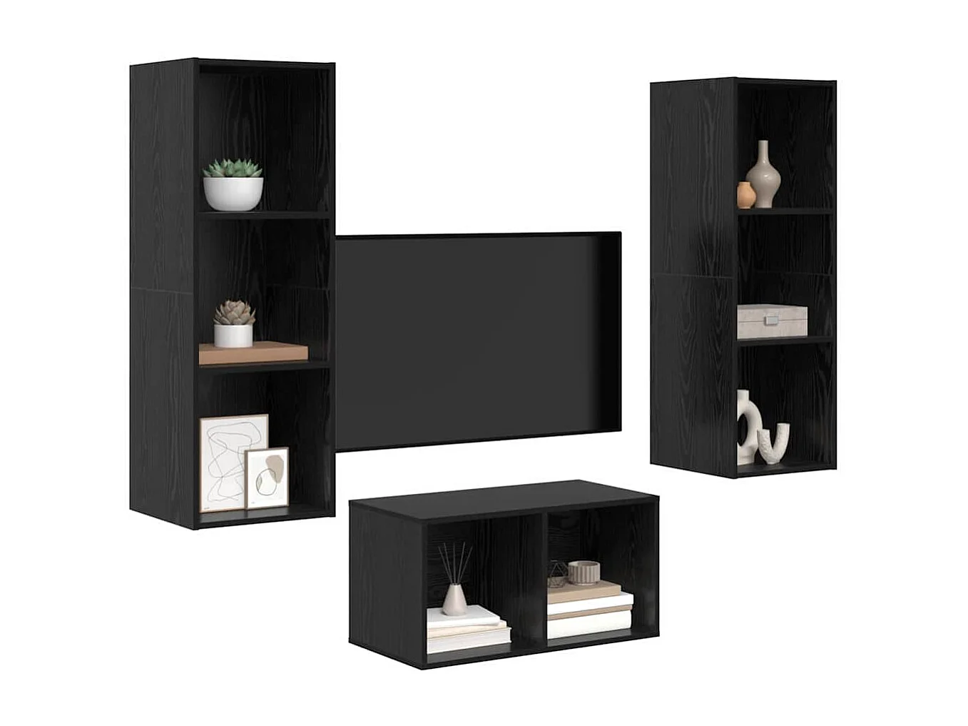 Conjunto de Mueble de TV | Mueble de salón Roble negro 37 x 37 x 107 cm