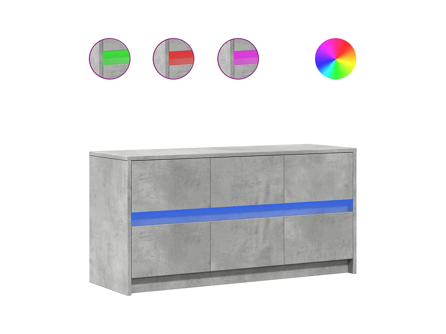 Tv-meubel | Tv-Bank | TV-kastmet LED 100x34x50 cm bewerkt hout betongrijs