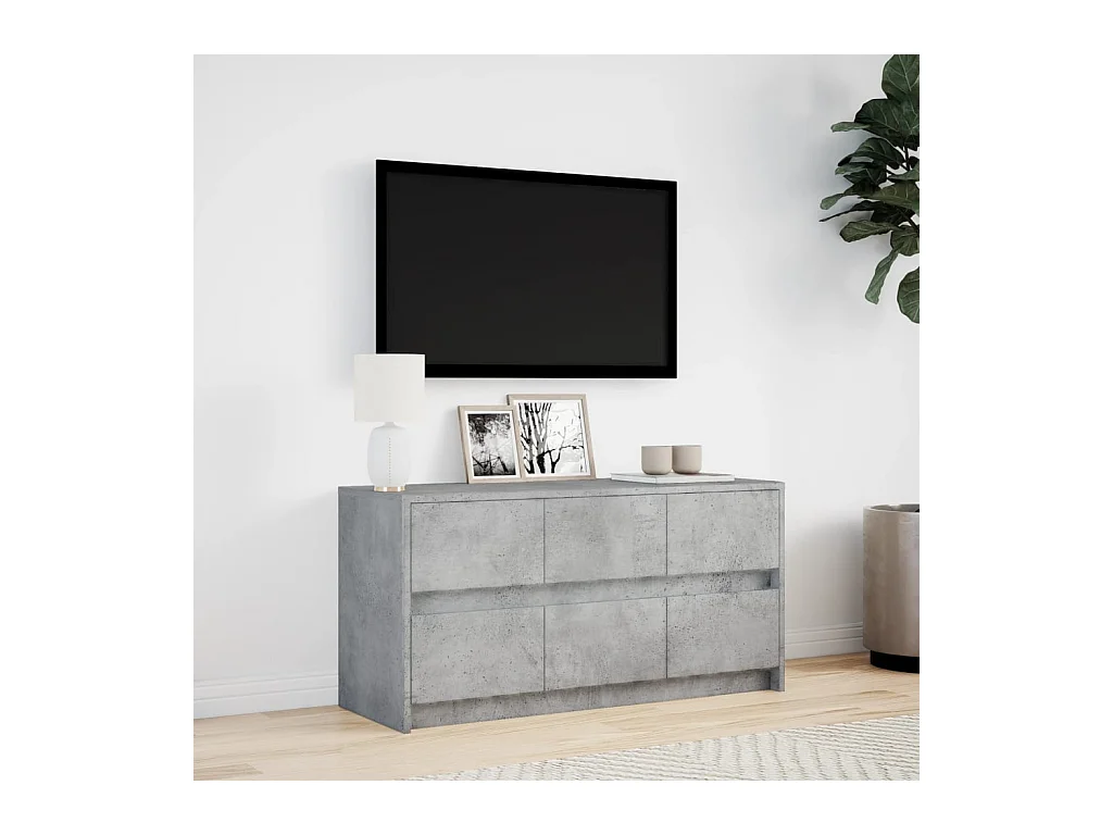 Tv-meubel | Tv-Bank | TV-kastmet LED 100x34x50 cm bewerkt hout betongrijs