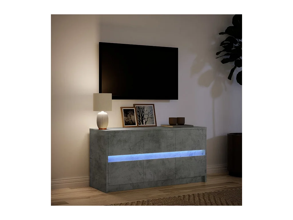 Tv-meubel | Tv-Bank | TV-kastmet LED 100x34x50 cm bewerkt hout betongrijs