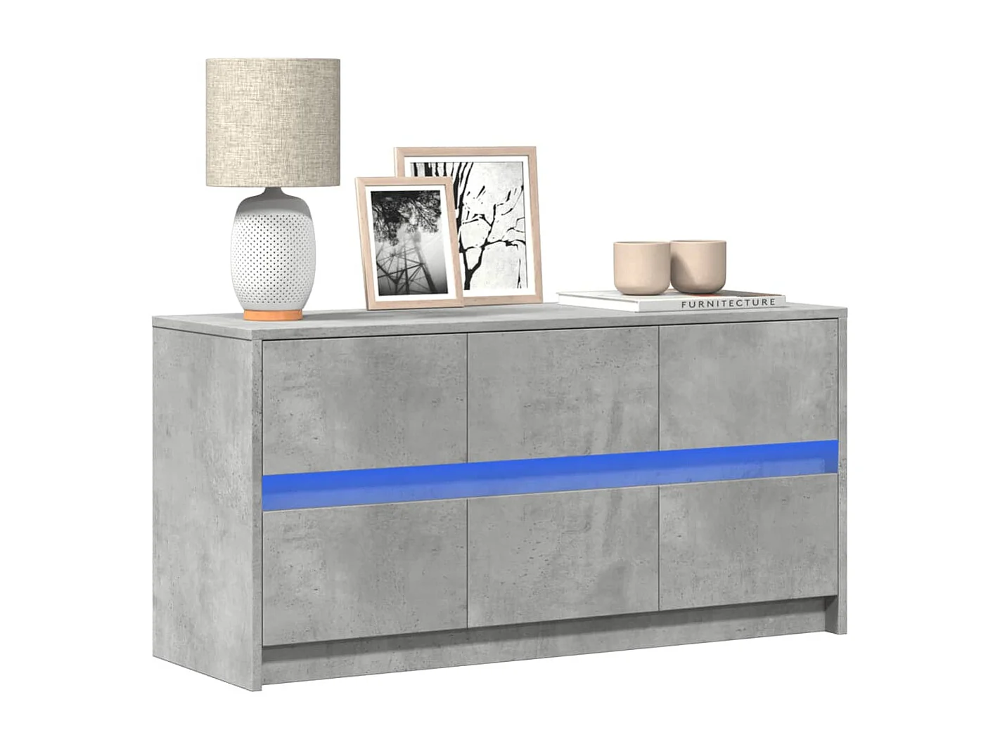 Meuble TV | Banc TV | Armoire TV avec LED gris béton 100x34x50 cm bois d'ingénierie