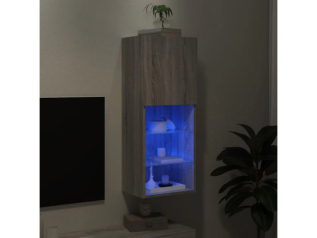 Mueble para TV  | Gabinete de TV |  Mueble de salón con luces LED gris Sonoma 40,5x30x102 cm