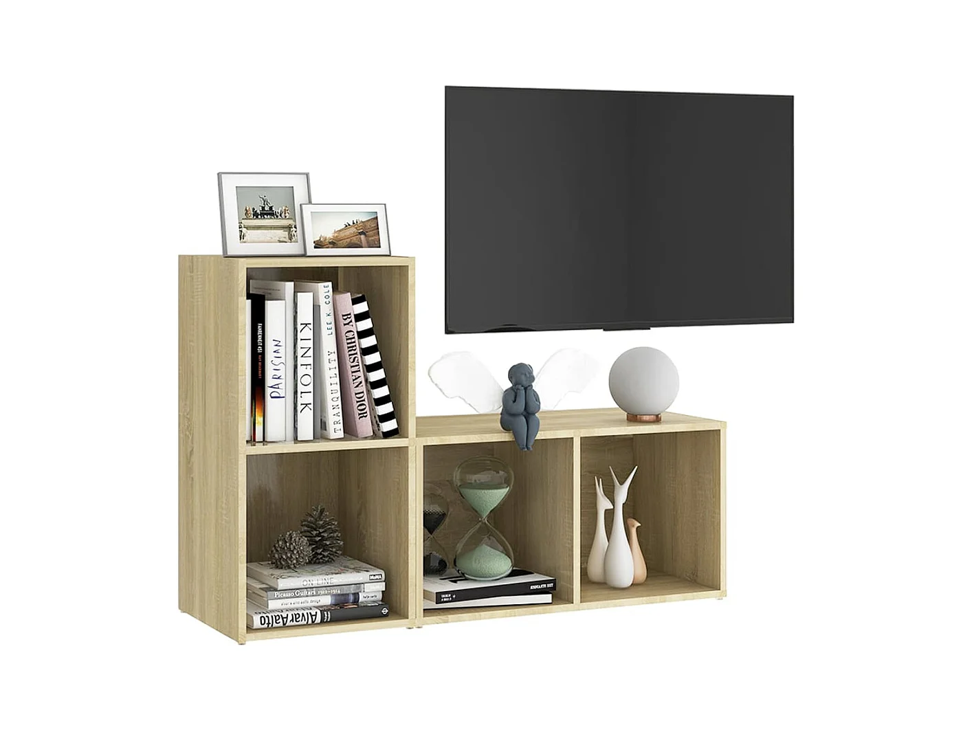 Muebles de salón | Gabinetes de TV |  Muebles de TV de pared 2 pzas madera ingeniería roble Sonoma