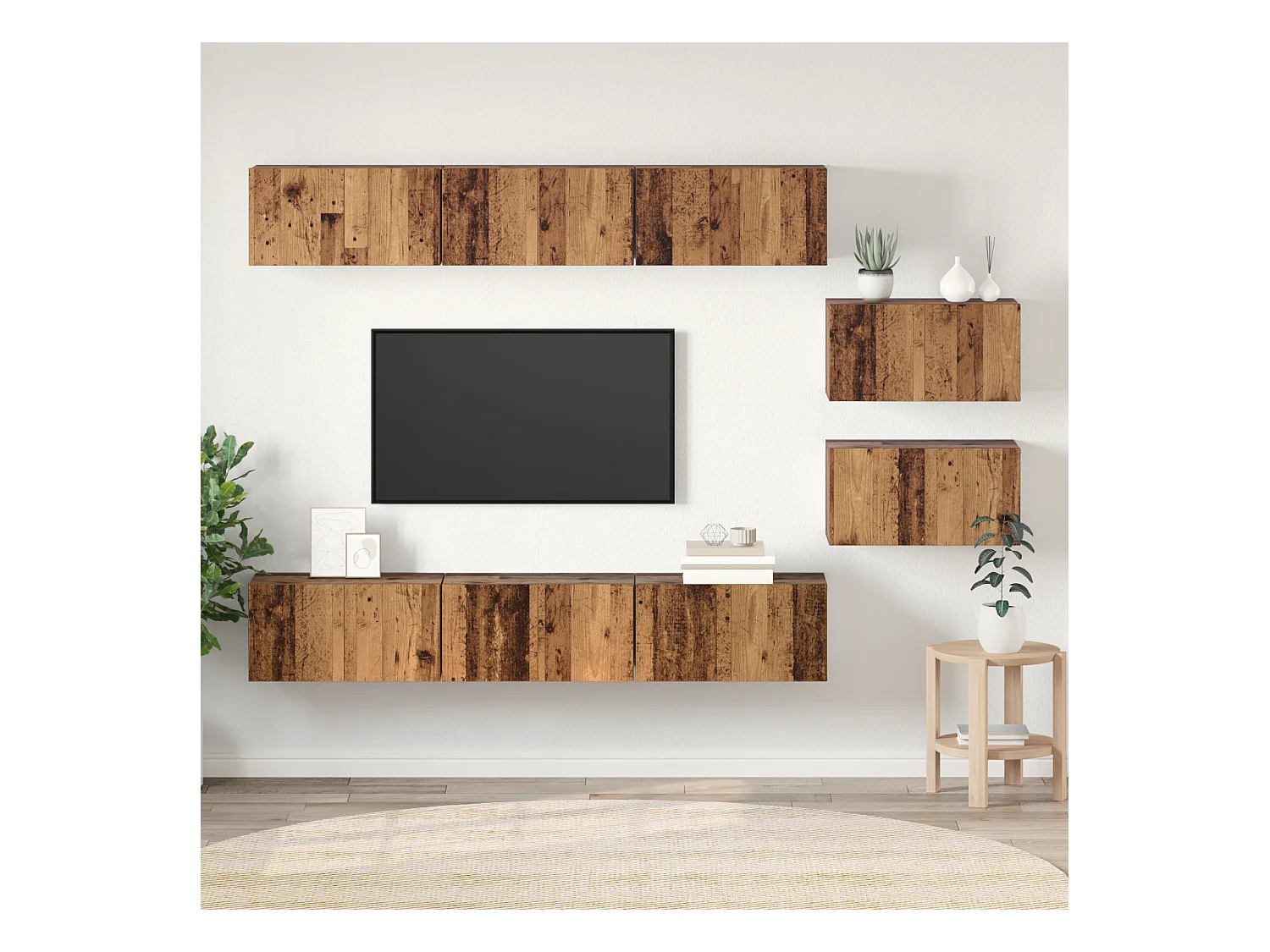 Tv-meubelset | Tv-Bank | TV-kast 8 pcs Oud hout 60 x 30 x 30.5 cm Bewerkt hout