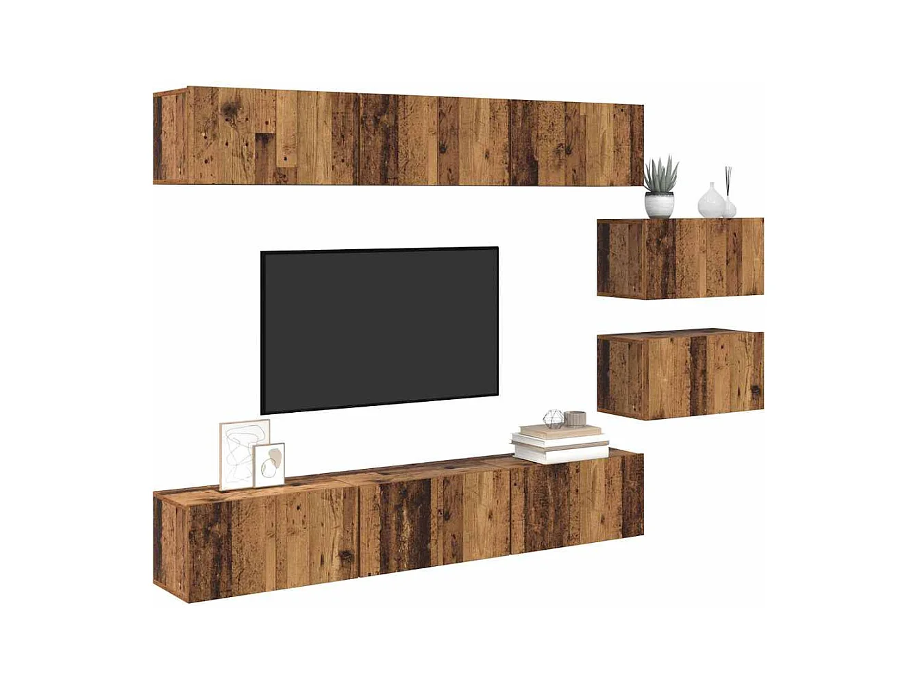 Tv-meubelset | Tv-Bank | TV-kast 8 pcs Oud hout 60 x 30 x 30.5 cm Bewerkt hout