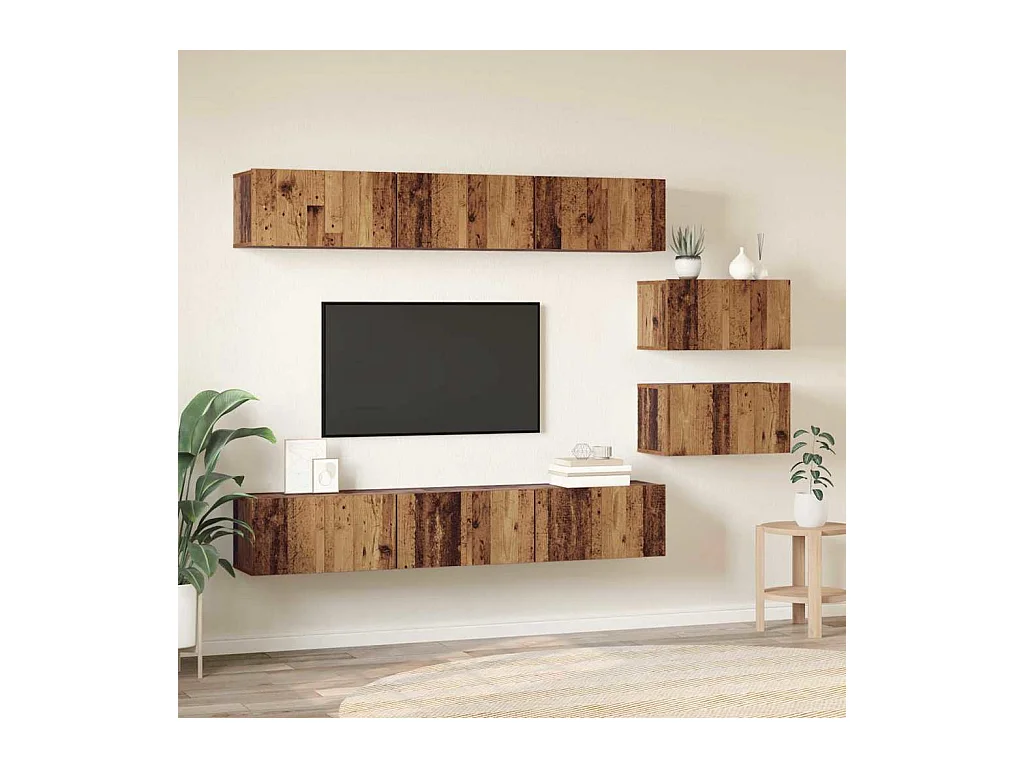 Tv-meubelset | Tv-Bank | TV-kast 8 pcs Oud hout 60 x 30 x 30.5 cm Bewerkt hout