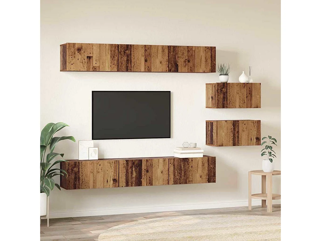 Tv-meubelset | Tv-Bank | TV-kast 8 pcs Oud hout 60 x 30 x 30.5 cm Bewerkt hout