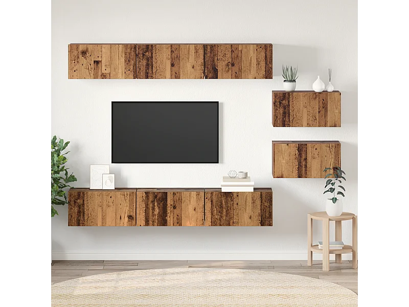 Tv-meubelset | Tv-Bank | TV-kast 8 pcs Oud hout 60 x 30 x 30.5 cm Bewerkt hout