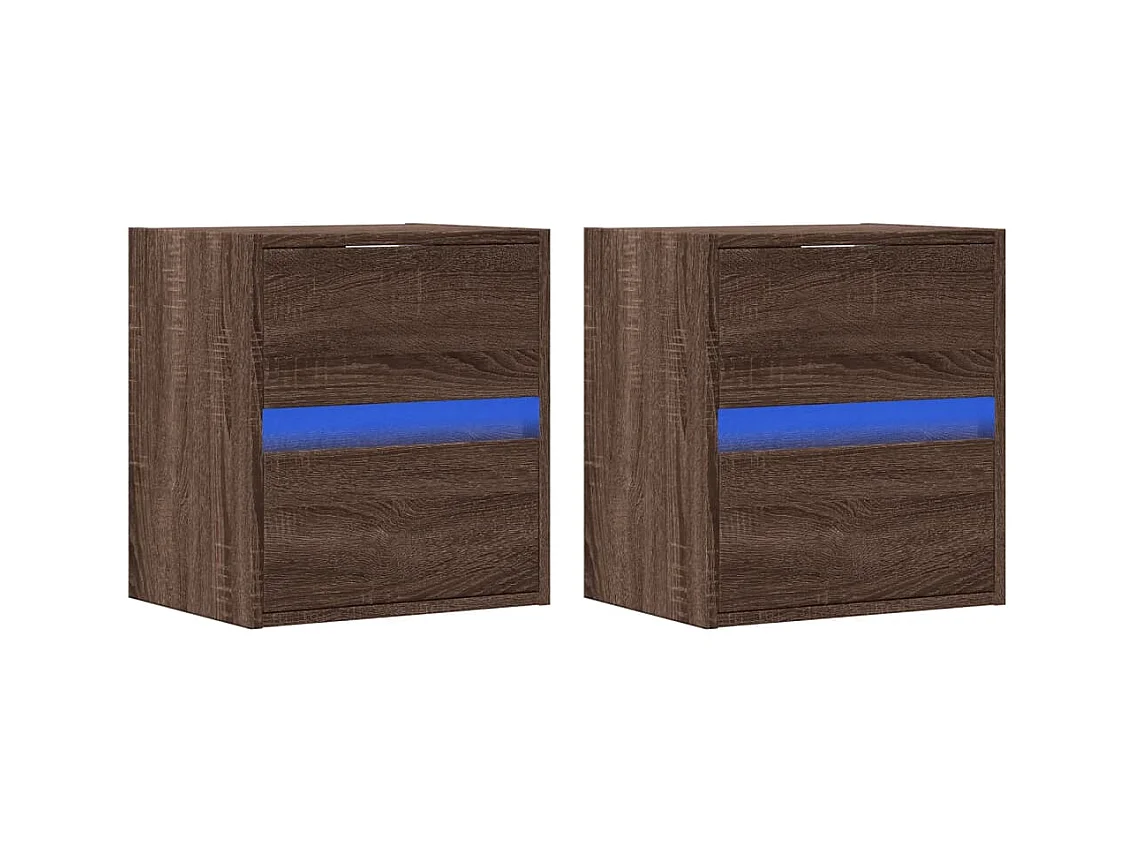 Muebles TV | Gabinetes de TV | Muebles de salón de pared luces LED 2 uds marrón roble 41x31x45 cm