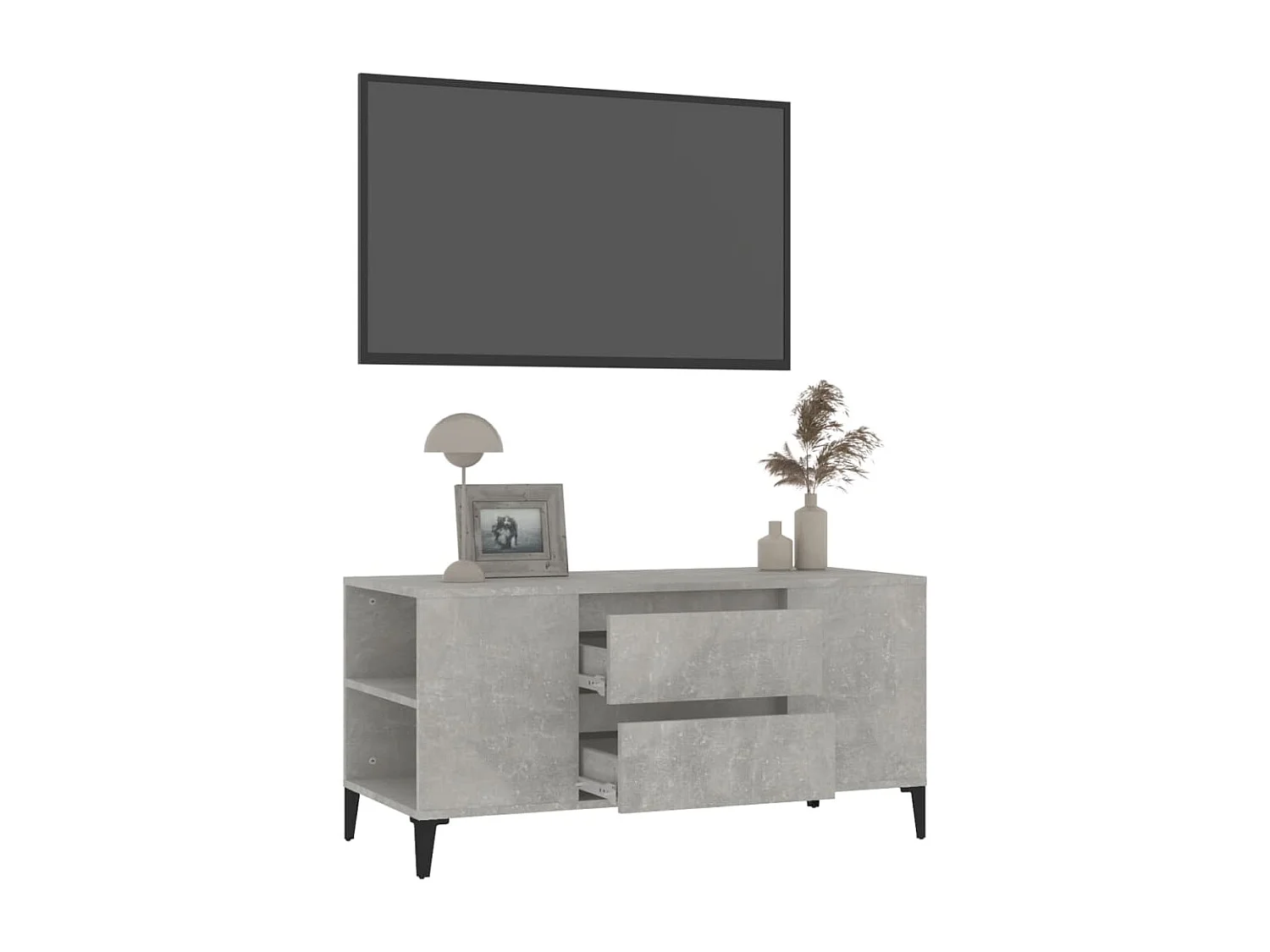 Meuble TV | Banc TV | Armoire TV Gris béton 102x44,5x50 cm Bois d'ingénierie
