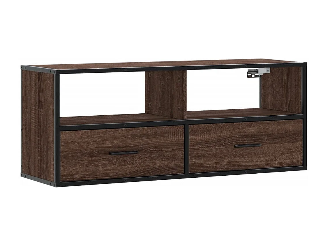 Tv-meubel | Tv-Bank | TV-kast100x31x39,5 cm bewerkt hout metaal bruin eikenkleurig