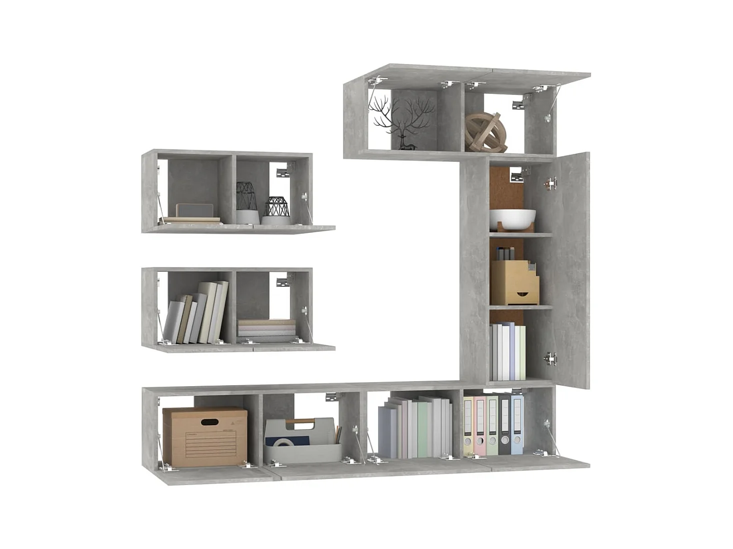 Ensemble de meubles TV | Bancs TV | Armoires TV 6 pcs Gris béton Bois d'ingénierie