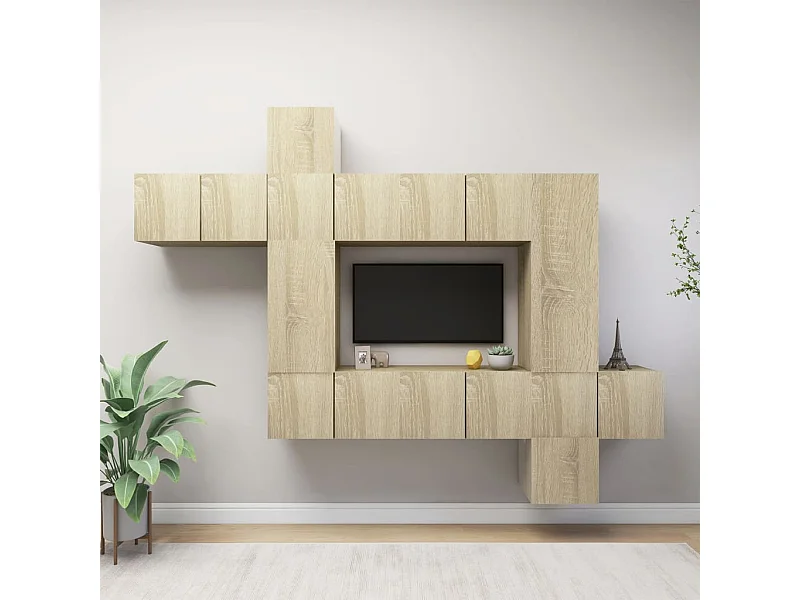 Ensemble de meubles TV | Bancs TV | Armoires TV 10 pcs Chêne sonoma Bois d'ingénierie