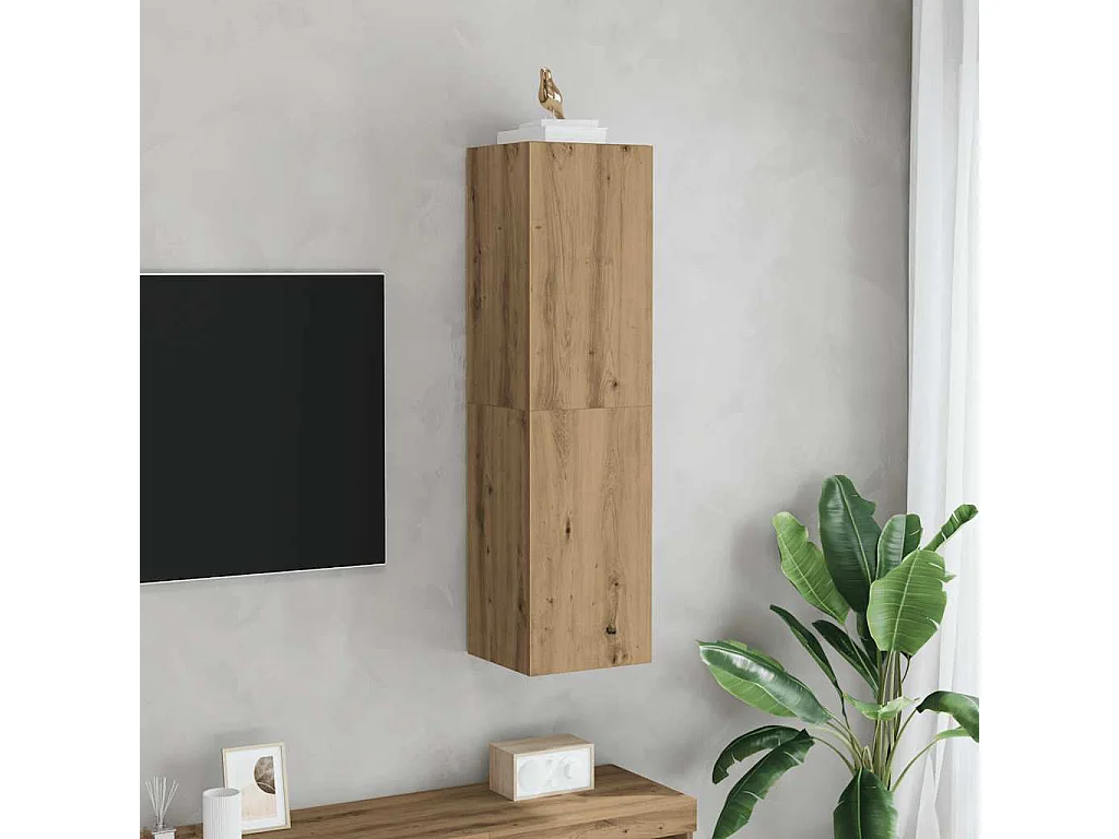 Meuble TV | Banc TV | Armoire TV chêne artisanal 30,5x30x110 cm bois d'ingénierie