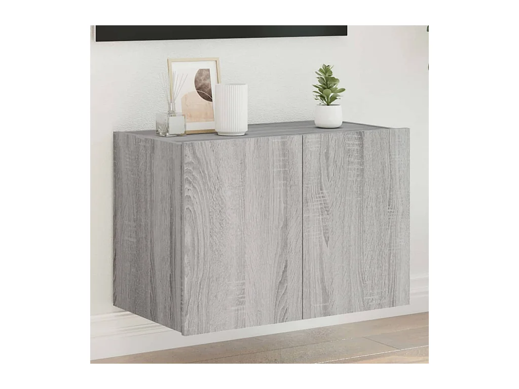 Mueble de TV | Mueble de salón de pared con luces LED gris Sonoma 60x35x41 cm