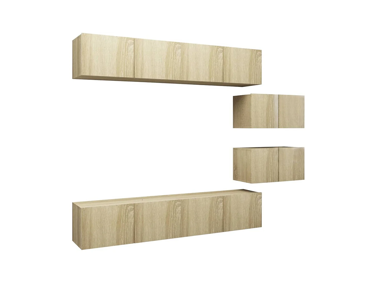 Juego de muebles de salón | Gabinetes de TV |  Muebles de TV 6 piezas roble Sonoma