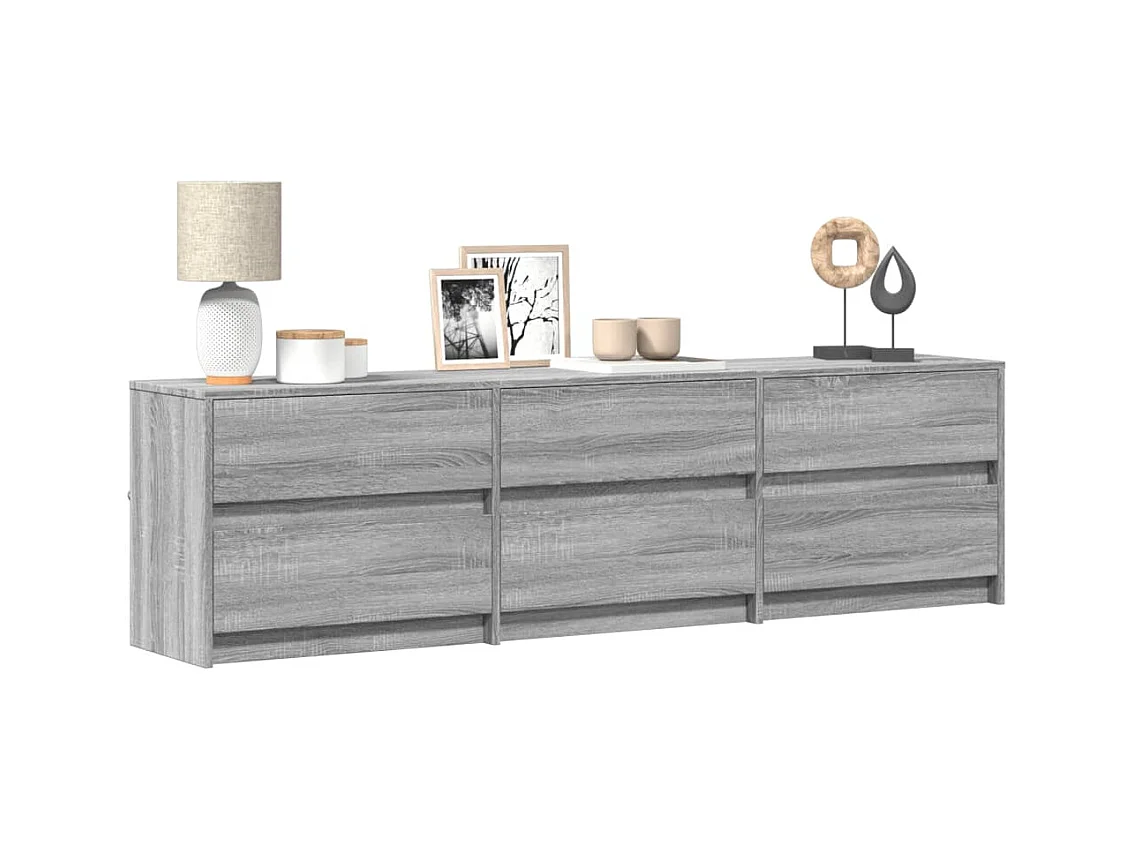 Tv-meubel | Tv-Bank | TV-kastmet LED 180x34x50 cm bewerkt hout grijs sonoma eiken