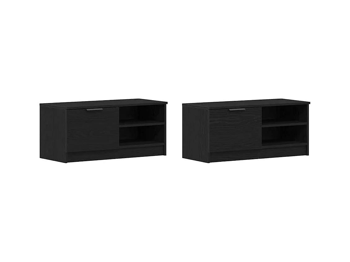 Gabinete de TV | Mueble de TV | Mueble de salón 2 pcs Negro 80 x 35 x 36.5 cm
