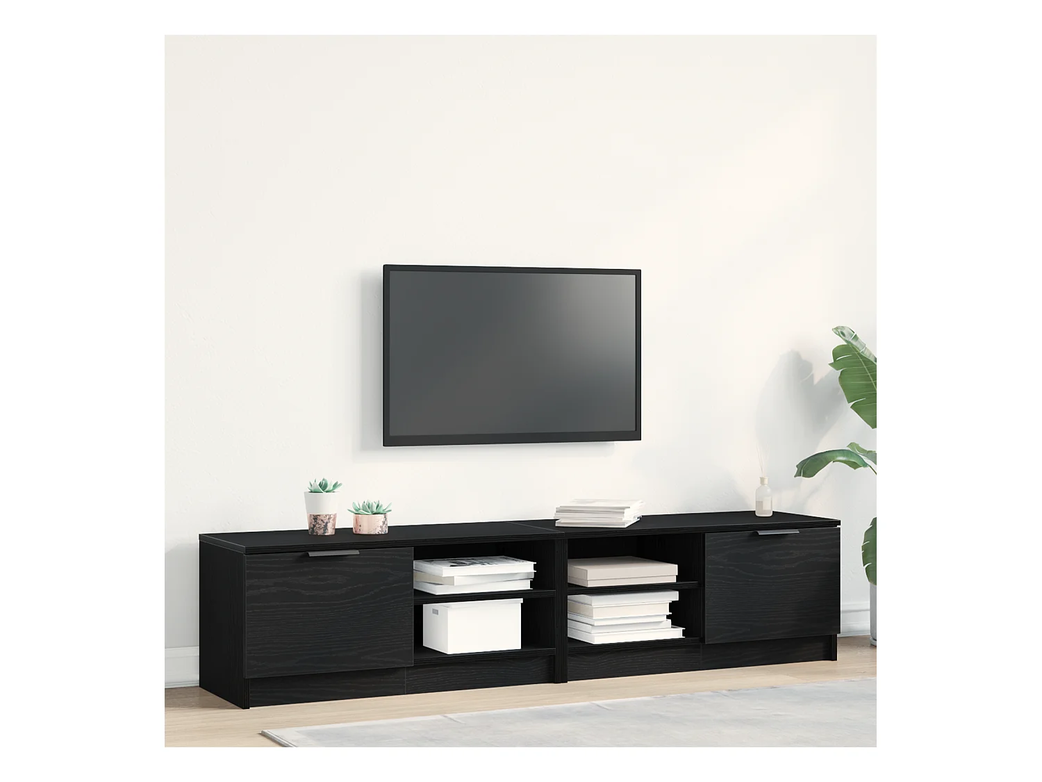 meuble TV | Banc TV | Armoire TV 2 pcs Chêne Noir 80x35x36,5 cm Bois d'ingénierie