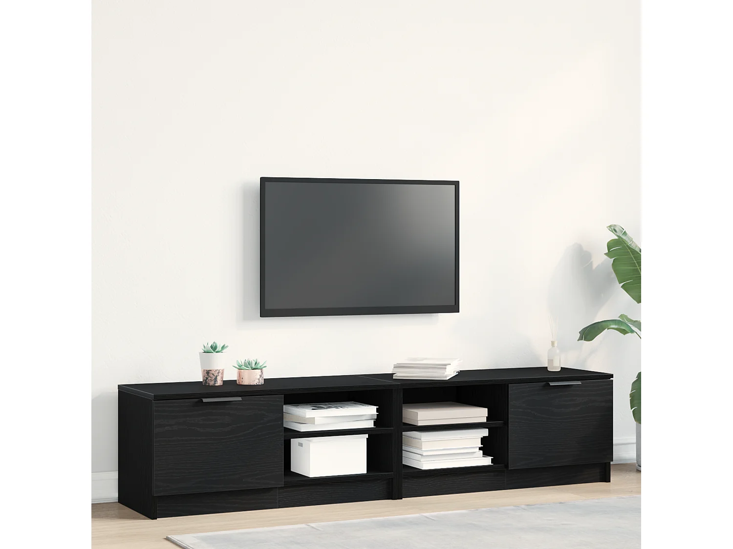 meuble TV | Banc TV | Armoire TV 2 pcs Chêne Noir 80x35x36,5 cm Bois d'ingénierie
