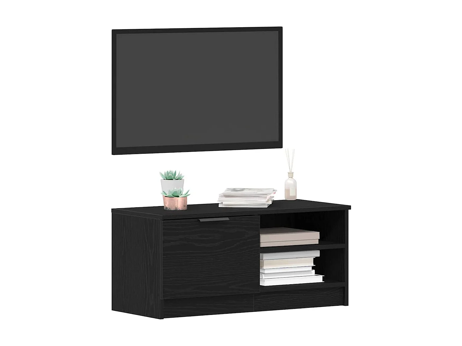 meuble TV | Banc TV | Armoire TV 2 pcs Chêne Noir 80x35x36,5 cm Bois d'ingénierie