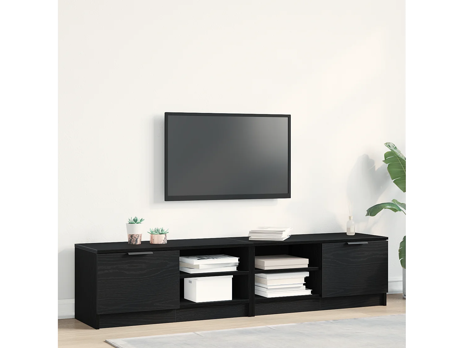 Tv-meubels | Tv-Banken | TV-kasten 2 st 80x35x36,5 cm bewerkt hout zwart eikenkleurig