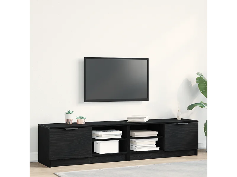 Tv-meubels | Tv-Banken | TV-kasten 2 st 80x35x36,5 cm bewerkt hout zwart eikenkleurig