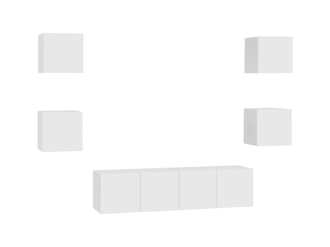 Ensemble de meubles TV | Bancs TV | Armoires TV 6 pcs Blanc Bois d'ingénierie