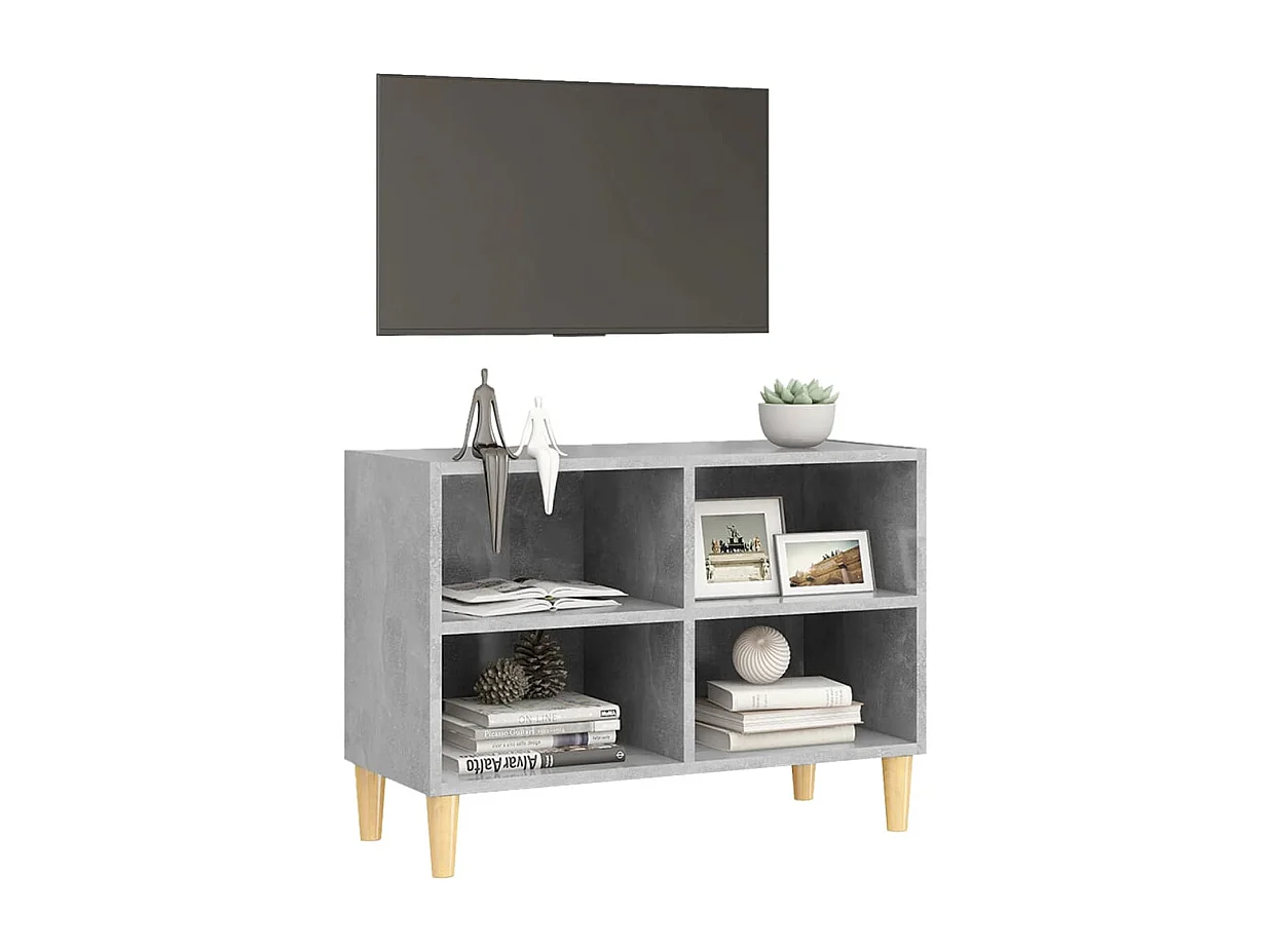 Mueble de TV | Mueble de salón patas de madera maciza gris hormigón 69,5x30x50 cm