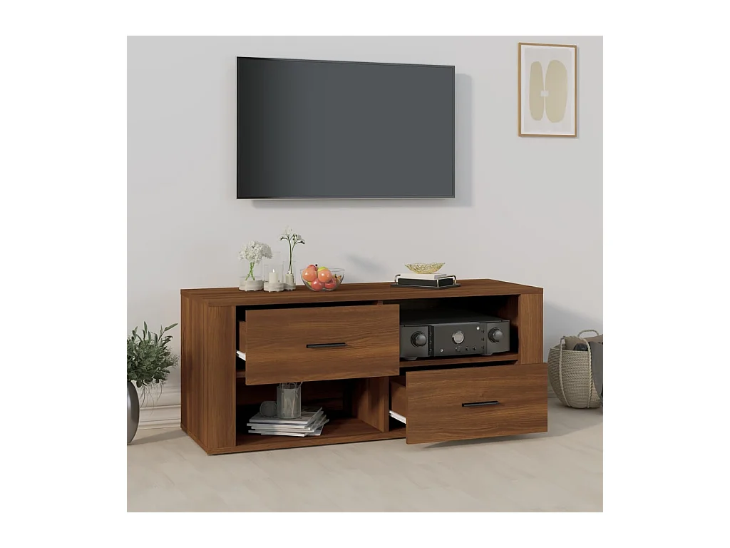 Meuble TV | Banc TV | Armoire TV Chêne marron 100x35x40 cm Bois d'ingénierie