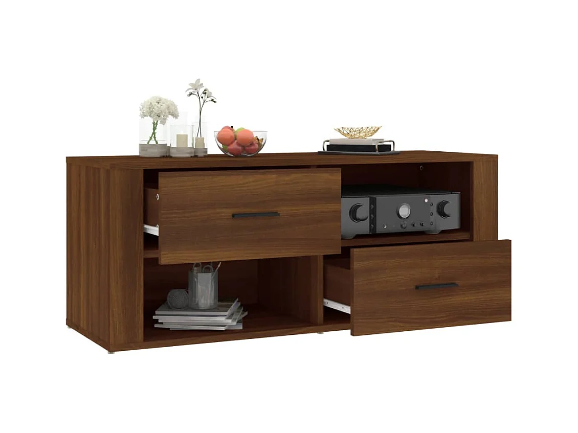 Meuble TV | Banc TV | Armoire TV Chêne marron 100x35x40 cm Bois d'ingénierie