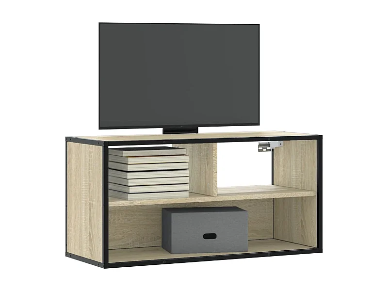 Tv-meubel | Tv-Bank | TV-kast80x31x39,5 cm bewerkt hout metaal sonoma eikenkleurig