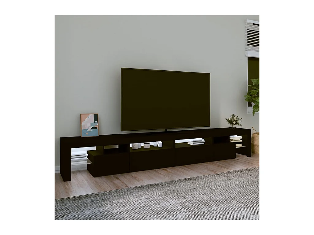 Mueble de TV | Mueble de salón con luces LED Negro 260x36,5x40 cm