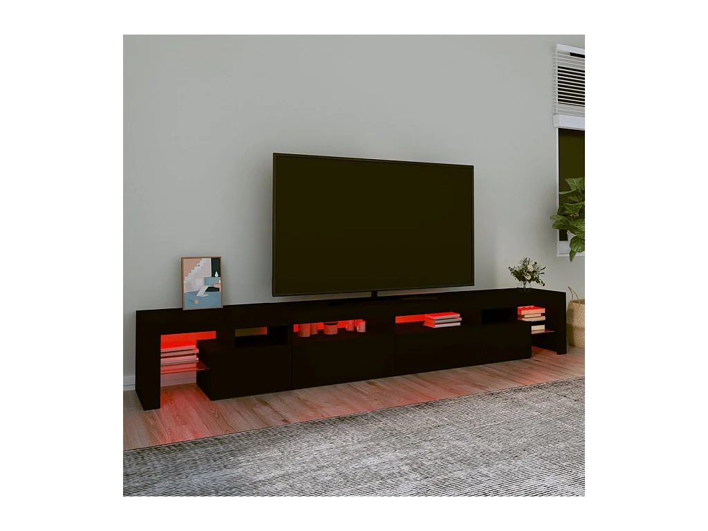 Mueble de TV | Mueble de salón con luces LED Negro 260x36,5x40 cm