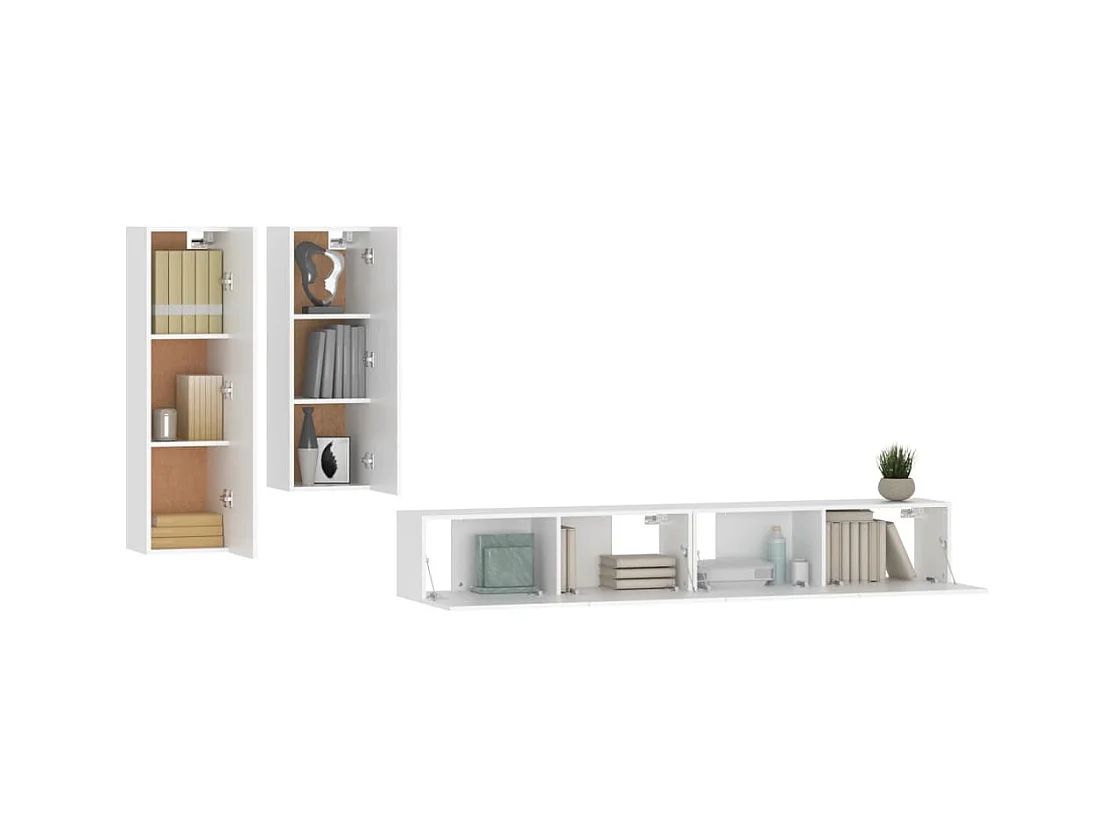 Ensemble de meubles TV | Bancs TV | Armoires TV 4 pcs Blanc Bois d'ingénierie