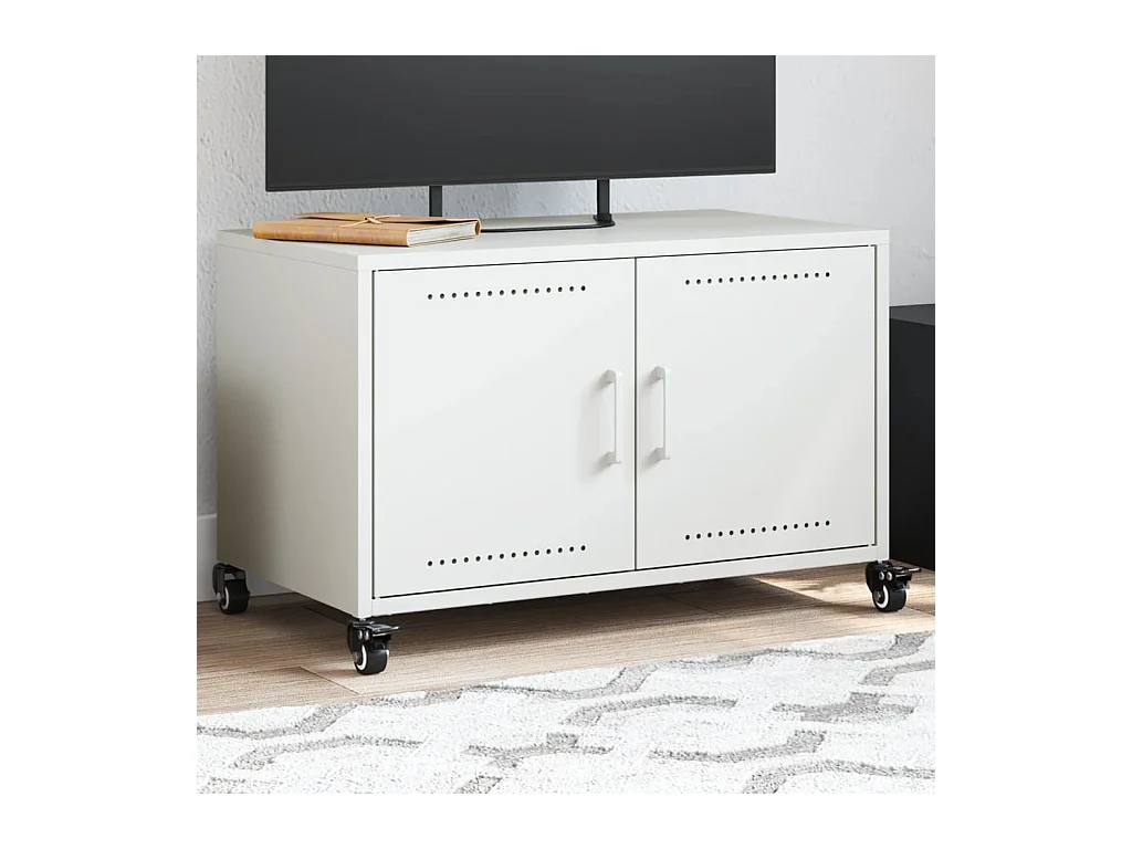 Mueble para TV  | Gabinete de TV |  Mueble de salón acero laminado en frío blanco 68x39x43,5 cm