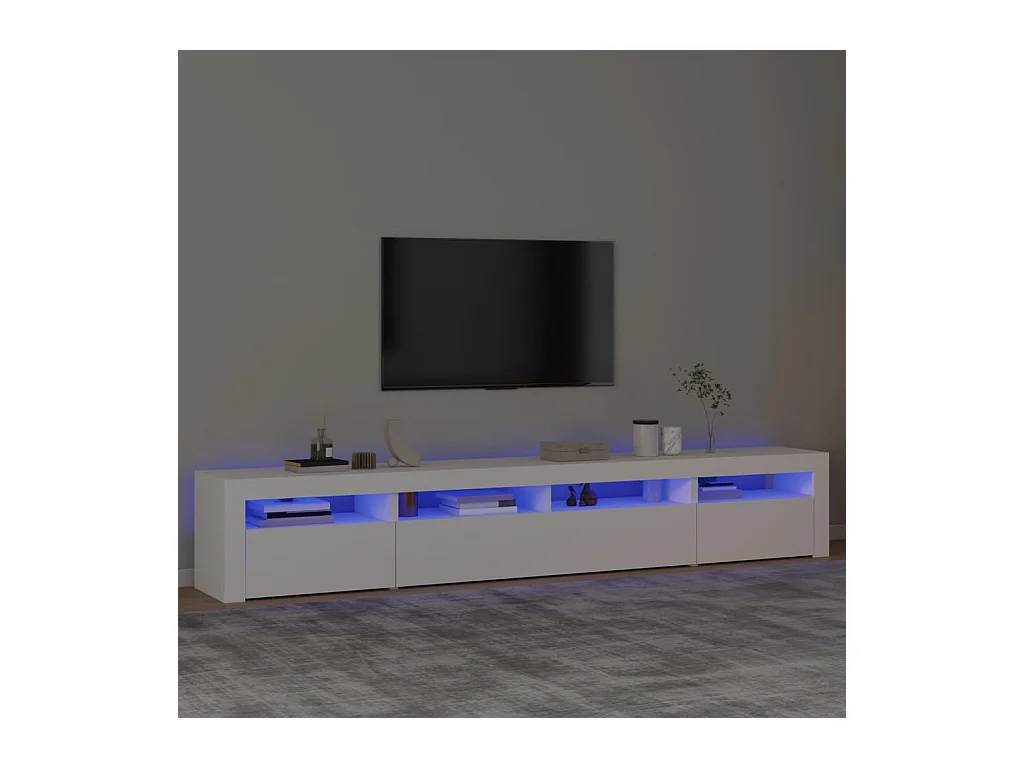 Meuble TV | Banc TV | Armoire TV avec lumières LED Blanc 240x35x40 cm