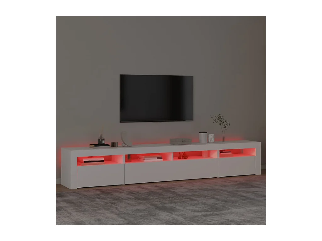 Meuble TV | Banc TV | Armoire TV avec lumières LED Blanc 240x35x40 cm