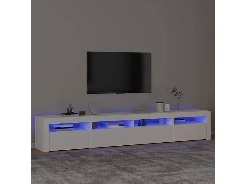Meuble TV | Banc TV | Armoire TV avec lumières LED Blanc 240x35x40 cm