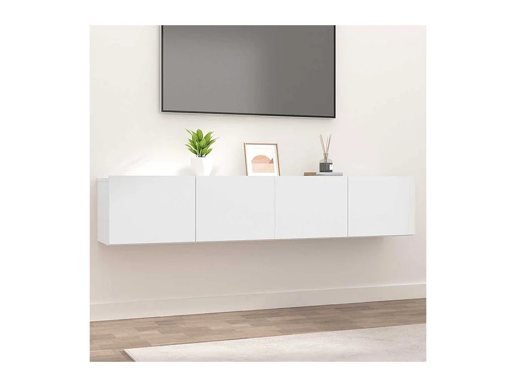 Meubles TV | Bancs TV | Armoires TV 2 pcs blanc 80x30x30 cm bois d'ingénierie