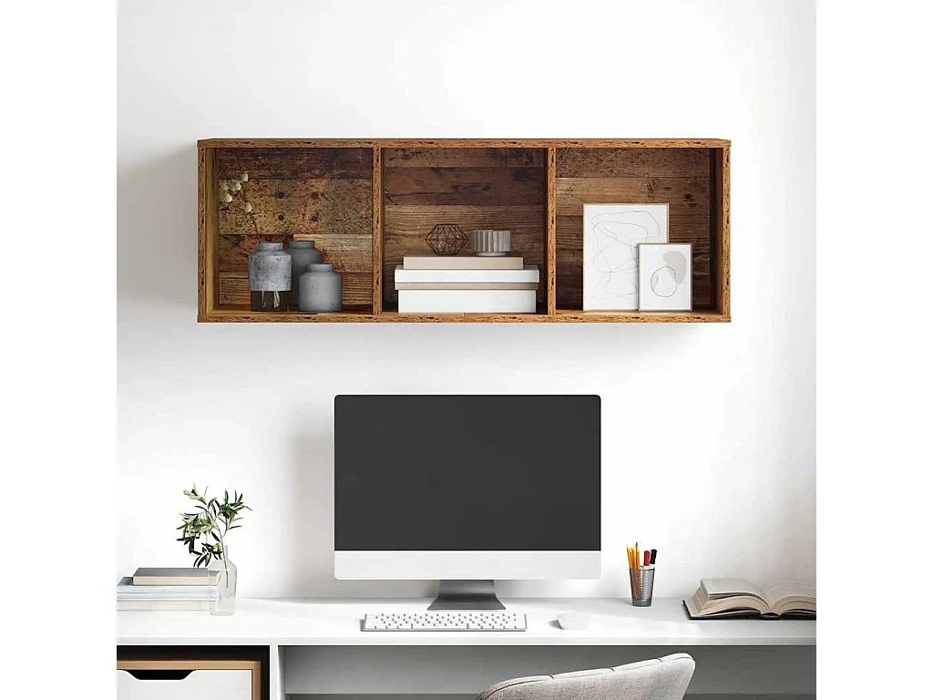 Armario de TV | Mueble TV | Mueble de salón Montaje en la pared Madera vieja 37 x 37 x 107 cm