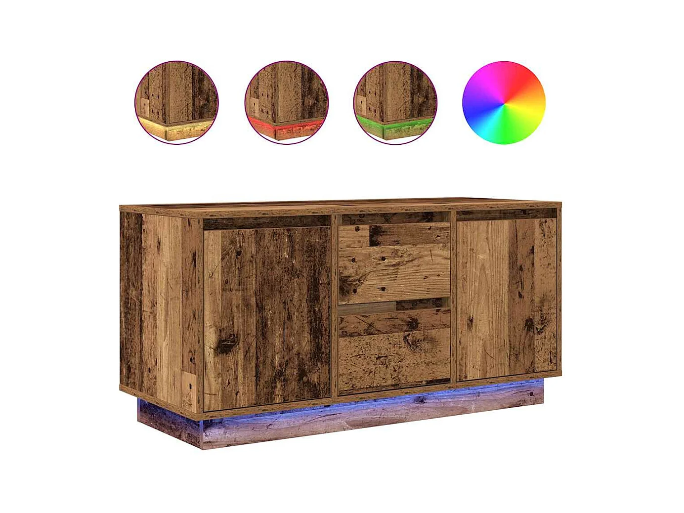 Tv-meubel | Tv-Bank | TV-kastmet LED-verlichting 100x41x50 cm oud houtkleurig