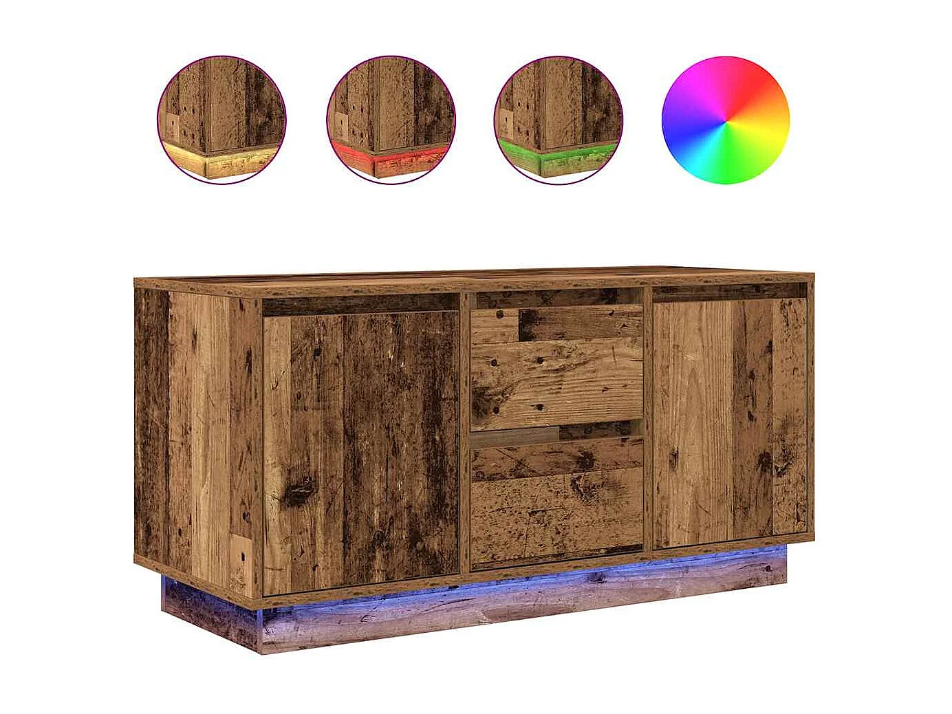 Meuble TV | Banc TV | Armoire TV avec éclairage LED vieux bois 100x41x50 cm