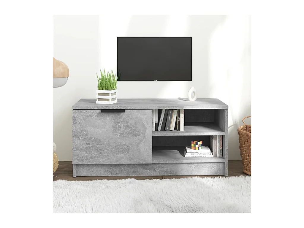 Mueble de TV | Mueble de salón madera contrachapada gris hormigón 80x35x36,5 cm